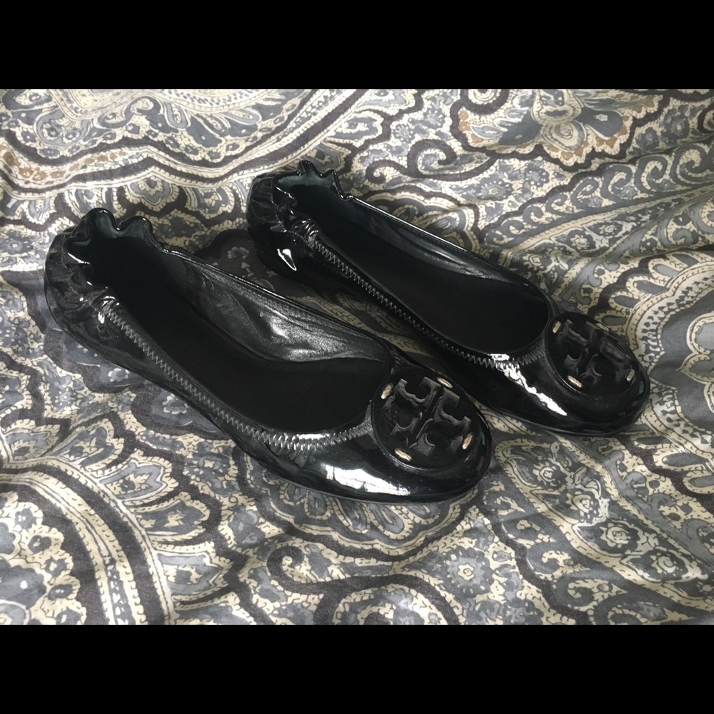 Tory Burch reva black patent, size 7.5
